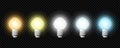 Light bulbs showing different color temperatures from warm to cold light Royalty Free Stock Photo