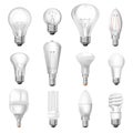 Light bulbs variety of types and shapes vector