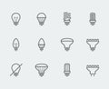 Light bulbs icons in thin line style Royalty Free Stock Photo