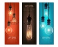 Light Bulbs Vintage Style Vertical Banners Royalty Free Stock Photo