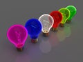 Light bullb color diversity concept Royalty Free Stock Photo