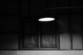 Light bumb in the dark room, shallow depth of field , Process in monotone image Royalty Free Stock Photo