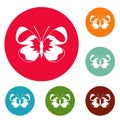 Light butterfly icons circle set vector