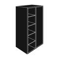 Light Cabinet with bins and mirror.Wardrobe for women`s clothing.Bedroom furniture single icon in black style vector