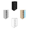 Light Cabinet with bins and mirror.Wardrobe for women`s clothing.Bedroom furniture single icon in cartoon,black style