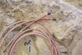 Light cables in a construction ditch