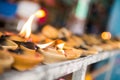Light on candle incense in Hindu temple Royalty Free Stock Photo