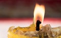 Light from the candle macro shot. Royalty Free Stock Photo
