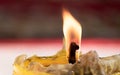 Light from the candle macro shot. Royalty Free Stock Photo