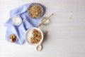 Light carbohydrate and protein rich granola yougurt all-day energy breakfast Royalty Free Stock Photo