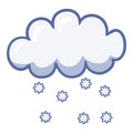 Light cartoon snow cloud, snowflakes falling, vector illustrations