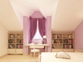 Light children`s room in a classical style for a girl