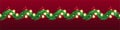 Light christmas garland, xmas border. Gold holiday decor, snow on green fir, pine plant with lights, evergreen spruce Royalty Free Stock Photo