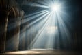 Light in church, symbolizing divine presence, truth, spiritual illumination, God love and grace. Sun rays radiant Royalty Free Stock Photo