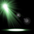 Light circle with a spotlight, green color