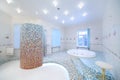 Light and clean bathroom with jacuzzi and shower cabin Royalty Free Stock Photo