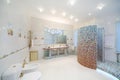 Light and clean bathroom with toilet, bidet, shower cabin