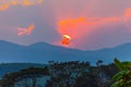 scenery sunrise above mountain on Doi Mae Salong Royalty Free Stock Photo