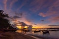 light through the cloud to sky above fishing boats at Rawai beach Royalty Free Stock Photo