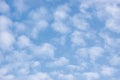 Bright sunny summer sky cloudscape, large detailed blue skies, light clouds background, horizontal copy space