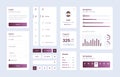 Light Collection of gradient ui ux elements. Ux dashboard user panel template.