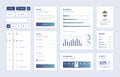 Light Collection of gradient ui ux elements. Ux dashboard user panel template.