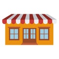 Light color silhouette of store with awning