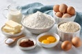 Light Colored Baking Ingredients on White Surface Royalty Free Stock Photo