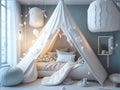 Light-colored children\'s bedroom. Scandinavian-inspired interior