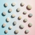 Light-colored pebbles arranged on a gradient background shifting from Royalty Free Stock Photo
