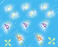 Light colors musical notes with blue background Royalty Free Stock Photo