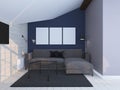 Light coloured modern interior. 3d render