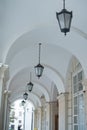 Light Columns With Arches And Vintage Wrought Iron Street Lamps