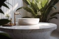 sink white interior green tropical room clean home design bathroom leaf. Generative AI.