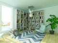 Light cozy blue room for reading