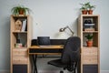 Light cozy teen room with white bookcases Royalty Free Stock Photo