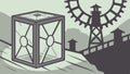 Light cube with gears, illuminated innovation, vector design Generative AI Royalty Free Stock Photo