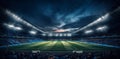 light sport stadium game world arena soccer football green goal. Generative AI. Royalty Free Stock Photo