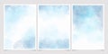 light cyan blue watercolor wet wash splash 5x7 invitation card background template collection Royalty Free Stock Photo