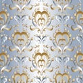 Light 3d damask seamless pattern. Vector floral silk background