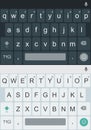 Light and dark alphabet buttons. Smartphone keyboard, mobile phone keypad vector mockup for mobile device illustration. Royalty Free Stock Photo