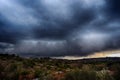 Light in the dark and dramatic storm clouds background. Storm clouds. Supercell Storm Cumulonimbus Royalty Free Stock Photo