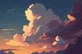 Light in the Dark and Dramatic Storm Clouds. Dramatic sky at the sunset. Generative AI Royalty Free Stock Photo