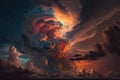 Light in the Dark and Dramatic Storm Clouds. Dramatic sky at the sunset. Royalty Free Stock Photo