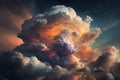 Light in the Dark and Dramatic Storm Clouds. Dramatic sky at the sunset. Royalty Free Stock Photo