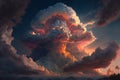 Light in the Dark and Dramatic Storm Clouds. Dramatic sky at the sunset. Generative AI Royalty Free Stock Photo