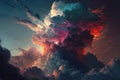 Light in the Dark and Dramatic Storm Clouds. Dramatic sky at the sunset. Generative AI Royalty Free Stock Photo