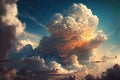 Light in the Dark and Dramatic Storm Clouds. Dramatic sky at the sunset. Generative AI Royalty Free Stock Photo
