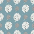 Light and dark grey balloons dotted ornament seamless pattern. Blue pale background. Birthday print Royalty Free Stock Photo