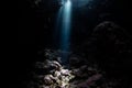 Light and Dark in Underwater Cavern Royalty Free Stock Photo